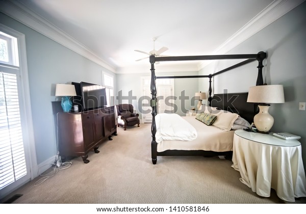 Large Master Bedroom Vaulted Ceilings Canopy Stock Photo Edit Now