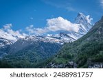 large matterhorn view with Zermatt city view from viewpoint is very famous place of photographer Switzerland 