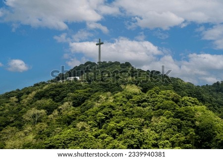 A large memorial cross, part of Mount Samat National Shrine, a historical shrine located near the summit of Mount Samat in the town of Pilar in the province of Bataan.