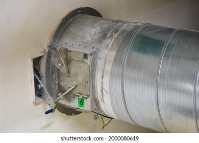 Large Metal Air Duct And Fire Damper.