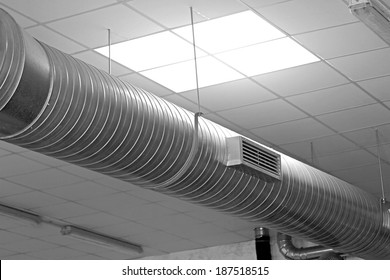 large metal tube for the air-conditioning of a large industrial complex