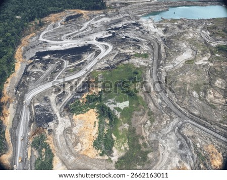 Large Mining Area with Winding Paths and Water Pond in South Kalimantan