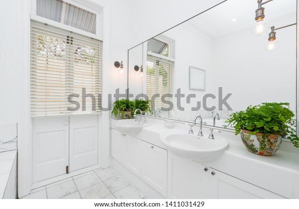 Large Modern Bathroom Interior Light Color Stock Image
