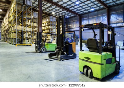 Large Modern Warehouse With Forklifts