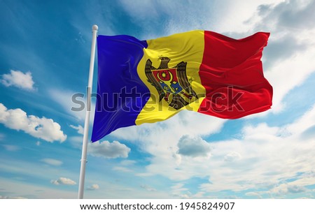 Large Moldova flag waving in the wind