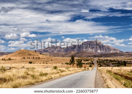 A large mountain near the road to Isalo, the southern gateway. Landscape of southern Madagascar