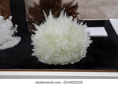 Large natural crystals. Crystals are solid substances that have a natural external shape of regular symmetrical polyhedrons.
