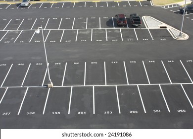Large Numbered Space Parking Lot From Above