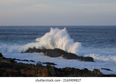 Large Ocean Wave Crashing With Water Spray, Garden Route National Park