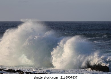 Large Ocean Wave Crashing With Water Spray, Garden Route National Park