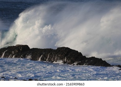 Large Ocean Wave Crashing With Water Spray, Garden Route National Park