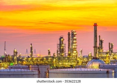 A Large Oil-refinery Plant With Liquefied Natural Gas (LNG) Storage Tanks