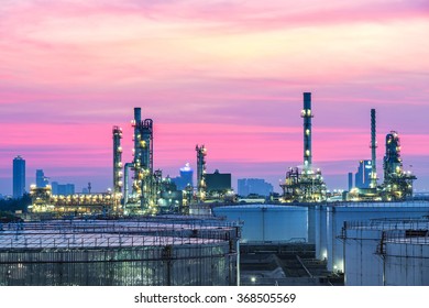 A Large Oil-refinery Plant With Liquefied Natural Gas (LNG) Storage Tanks