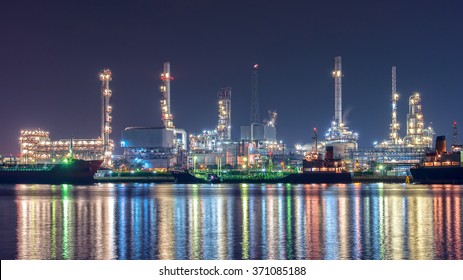 A Large Oil-refinery Plant With Liquefied Natural Gas (LNG) Storage Tanks