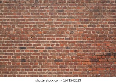 large old red weathered brickwall horizontal  - Shutterstock ID 1671542023