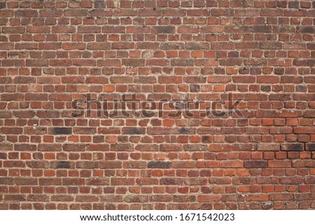 large old red weathered brickwall horizontal 