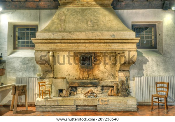 Large Old Stone Fireplace Stock Photo Edit Now 289238540