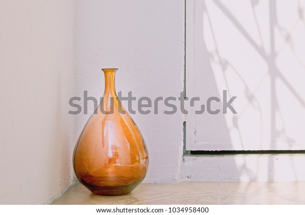 Large Orange Colored Glass Vase Corner Stock Photo Edit Now