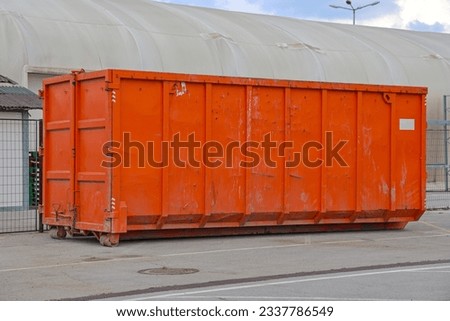 Large Orange Roll Off Dumpster Industrial Waste Management