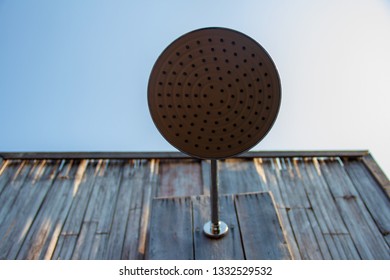 A Large Outdoor Shower In The Bathroom Made From Wooden Wall For Tourists To Steep A Shower After The Tour.