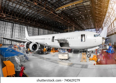 Large Passenger Aircraft In A Hangar On Service Maintenance