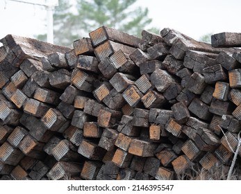 Large Pile Of Railroad Ties