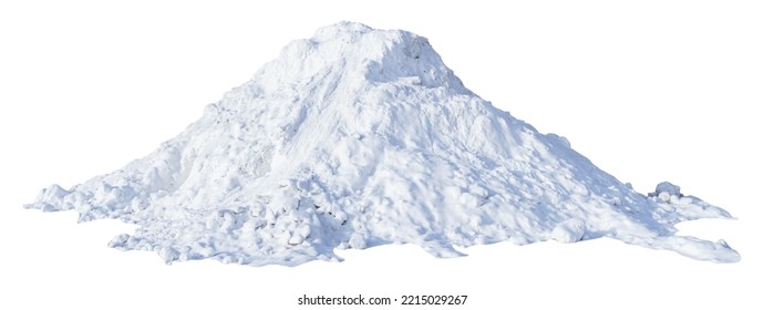 Large pile of snow isolated on white