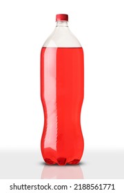 A Large Plastic Bottle With A Carbonated Drink On A White Background