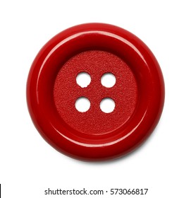 Large Plastic Red Clothes Button Isolated on White Background.