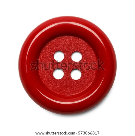 Large Plastic Red Clothes Button Isolated on White Background.