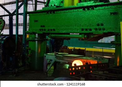 Large Pressing Machine In The Industrial Shop Forging Plant. Closed Die Forging Process    