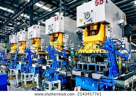 Large production robotic arm on an automated assembly line