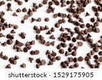 A large quantity of chocolate chips or morsels 