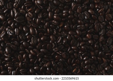 Large Quantity Of Coffe Beans In Flat Lay Image