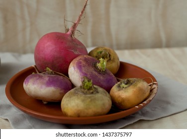 
Large radish of different colors on a plate - Powered by Shutterstock