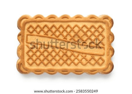 Large rectangular biscuits on a white background. One cookie close-up.