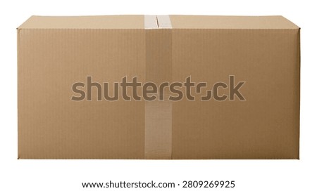 Large rectangular brown cardboard shipping box sealed with adhesive tape