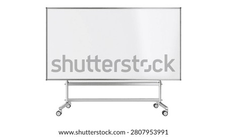 Large rectangular mobile whiteboard with silver metal frame and rolling wheels