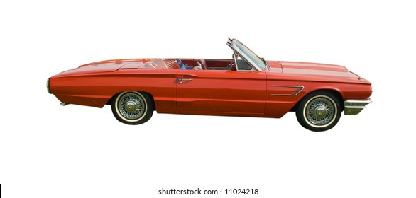 Large Red, American Antique Convertible On White