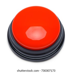 Large Red Push Button Isolated on a White Background.
