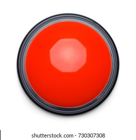 Large Red Push Button Isolated on a White Background.