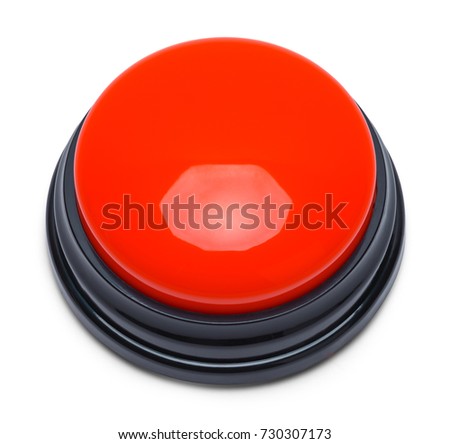 Large Red Push Button Isolated on a White Background.