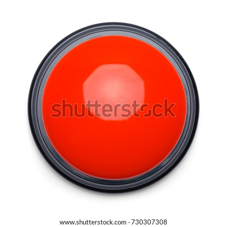 Large Red Push Button Isolated on a White Background.