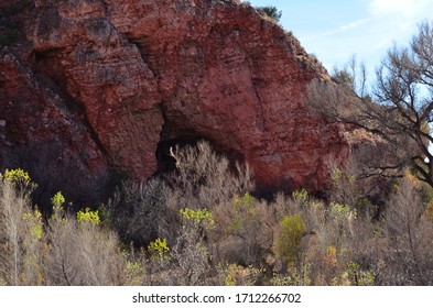 Large Red Rock Boulder In Southwest Verde Valley Arizona Usa