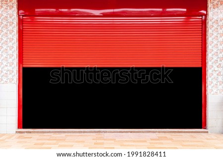 Large Red Steel shutter door stores opened