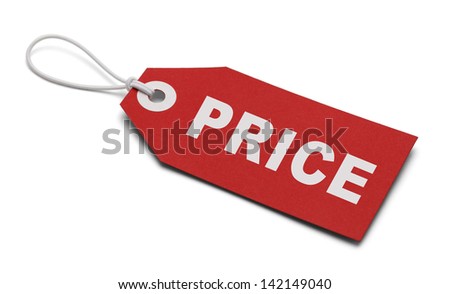 Large Red Tag with the word Price Isolated on White Background.