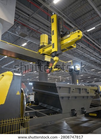Large robotic welding complex with different types of welding.  Implementation of modern technologies and automation in production.