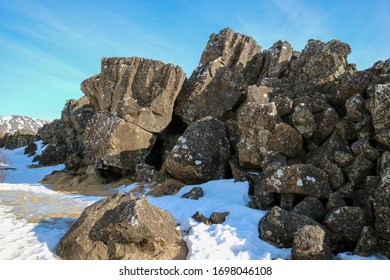 Large Rocks Piled Up At Þingvellir National Park