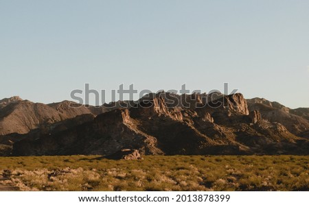 Large rocky outcrops in the arid region of Uspallata, Mendoza, Argentina.