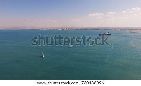 Large RoRo (Roll on/off) vessel cruising the Mediterranean sea.B Stock foto © 